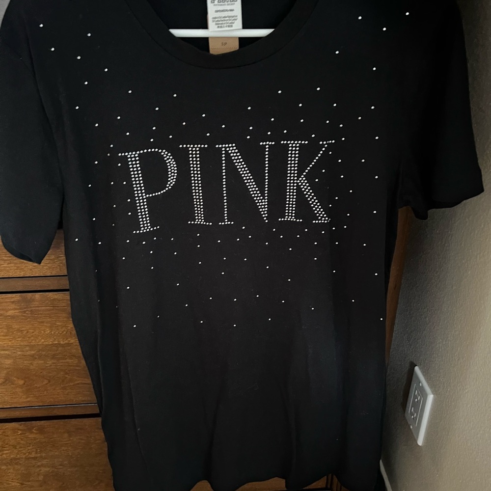 Victoria's Secret PINK Black Rhinestone Tee